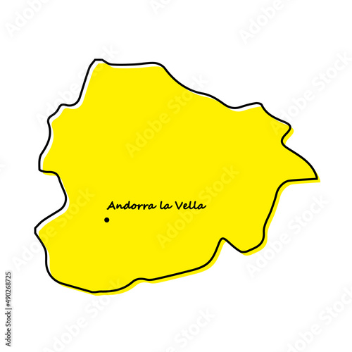 Photo Simple outline map of Andorra with capital location