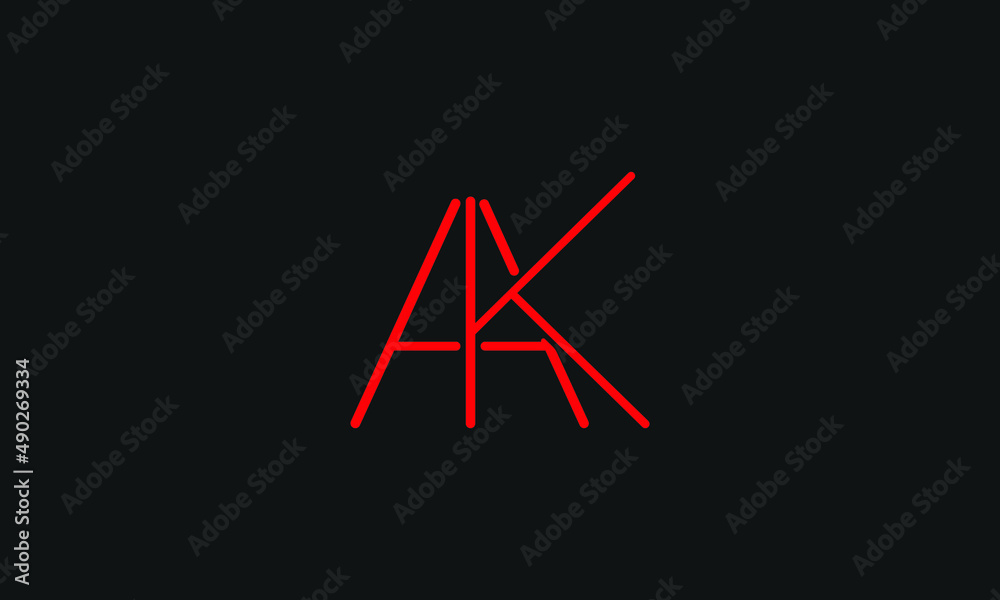 Alphabet letter icon logo AK KA