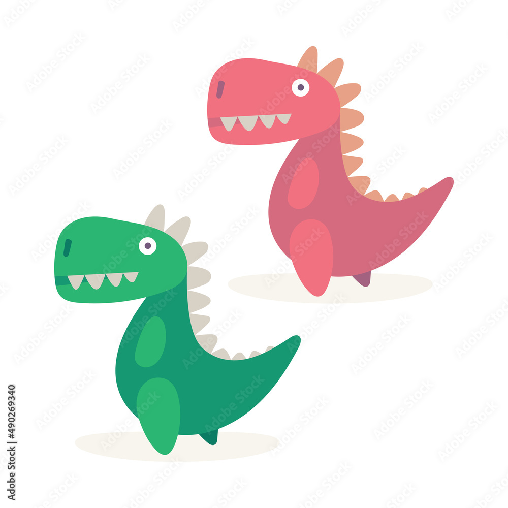 Fototapeta premium Cute dinosaur abstract illustration. Dinosaur cartoon character illustration. Part of set.