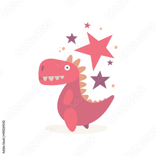 Fototapeta Naklejka Na Ścianę i Meble -  Cute dinosaur abstract illustration. Dinosaur cartoon character illustration. Part of set.