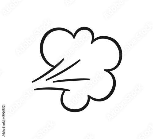Comic fart cloud. Bad stink balloon. Explosion, angry breath. Cloud of smoke gas in comic style. Funny flatulence symbol. Vector illustration isolated on white background.