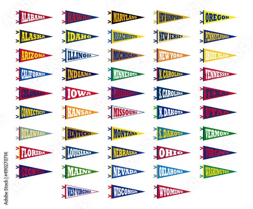 Pennant event flag design USA state. University pennant. photo