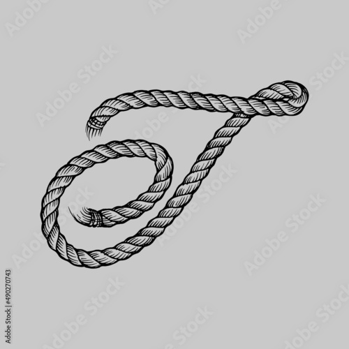 Rope Vector Logo Letter T. T Letter Design Vector photo