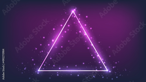 Neon triangular frame with shining effects
