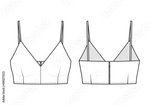 Fashion technical drawing of crop top with straps