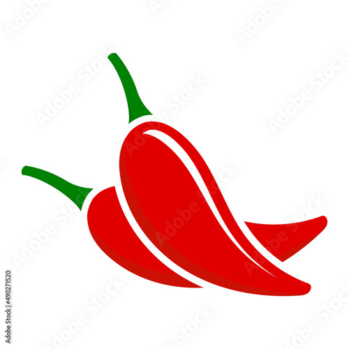 Red hot chili pepper on white background