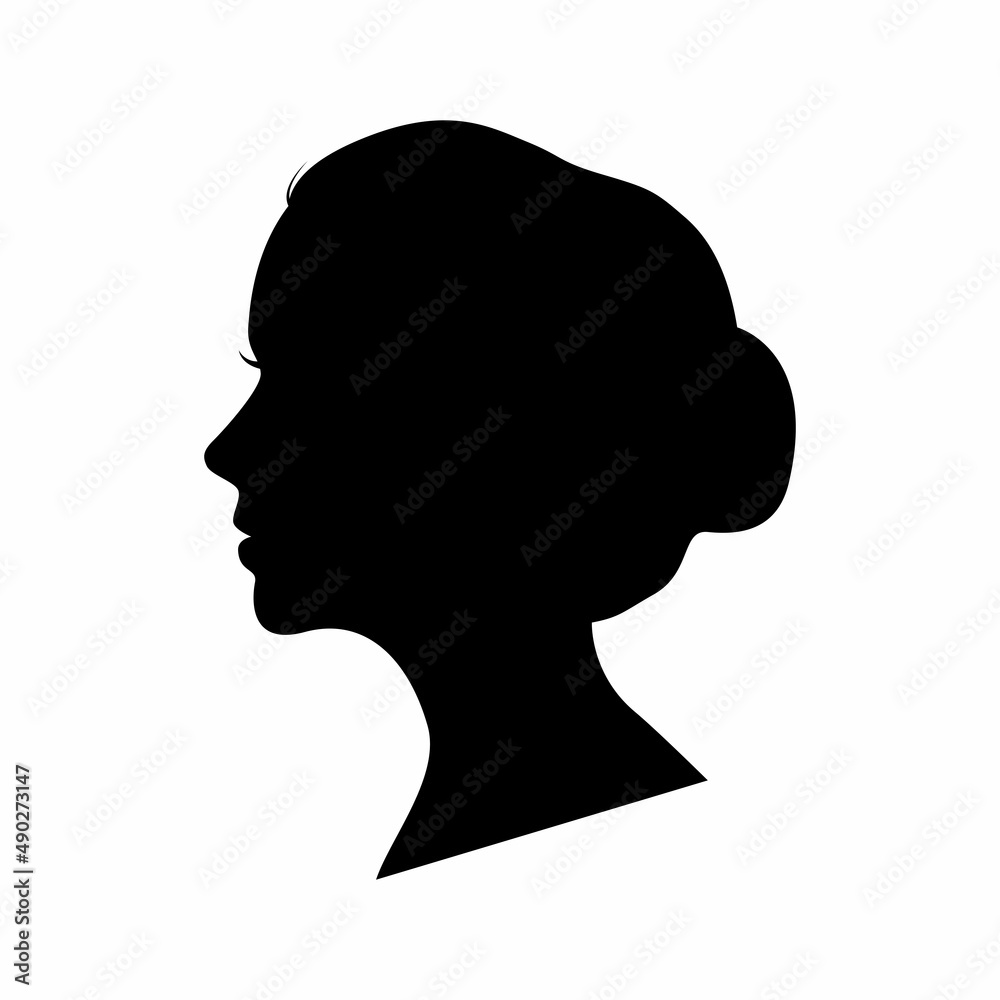 Woman Face Silhouette with Stylish Hairstyle