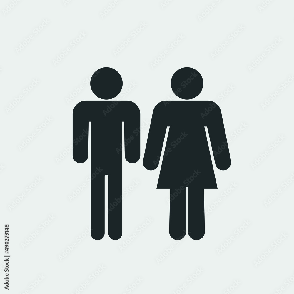 Man and woman vector icon solid grey Man and woman vector icon solid grey