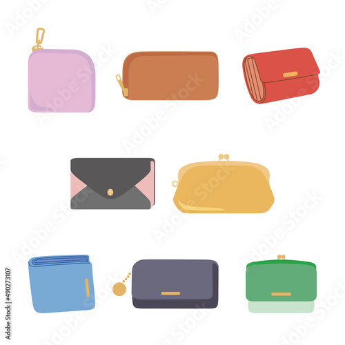 いろいろな形のかわいいお財布のベクターイラスト