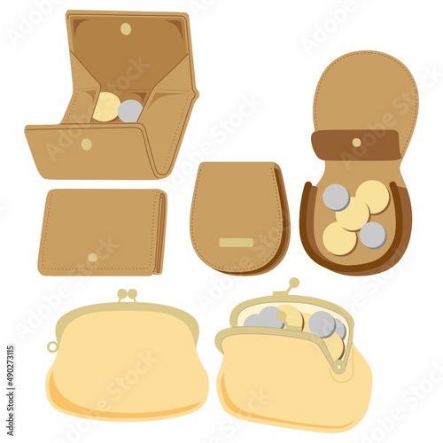 いろいろな形のコインケースのイラスト