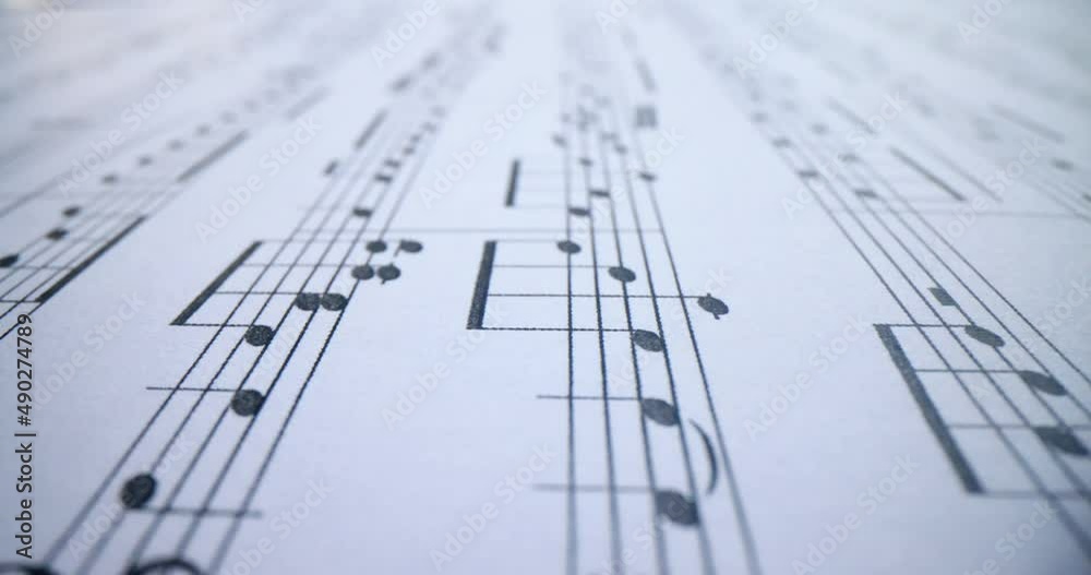 Musical notes of a piece of music closeup