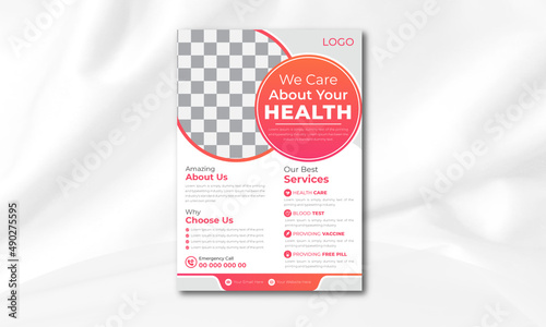 Modern medical business flyer template | Healthcare promotional flyer design or brochure cover design with a4 layout | Trendy medical banners and posters.