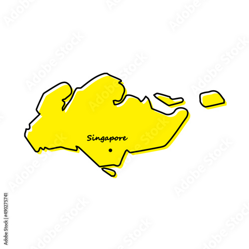 Simple outline map of Singapore with capital location