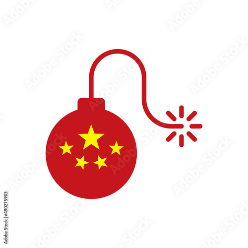 China flag and bomb icon