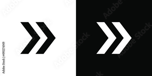 Right arrow icon. Next icon sign symbol in trendy flat style. Right arrow vector icon illustration isolated on white and black background