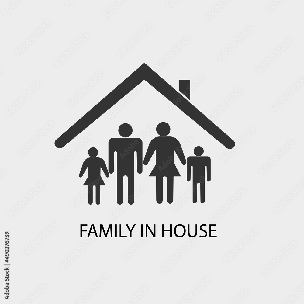 Family in house vector icon illustration sign Family in house vector icon illustration sign