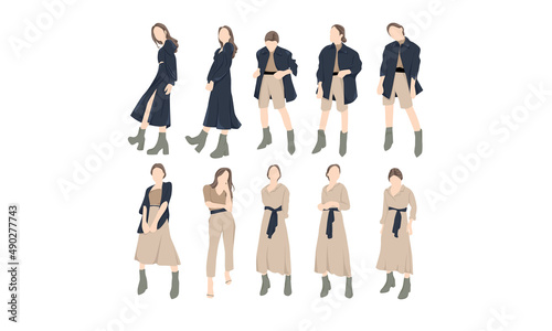 Cream and Black dress in beautiful girl with different poses