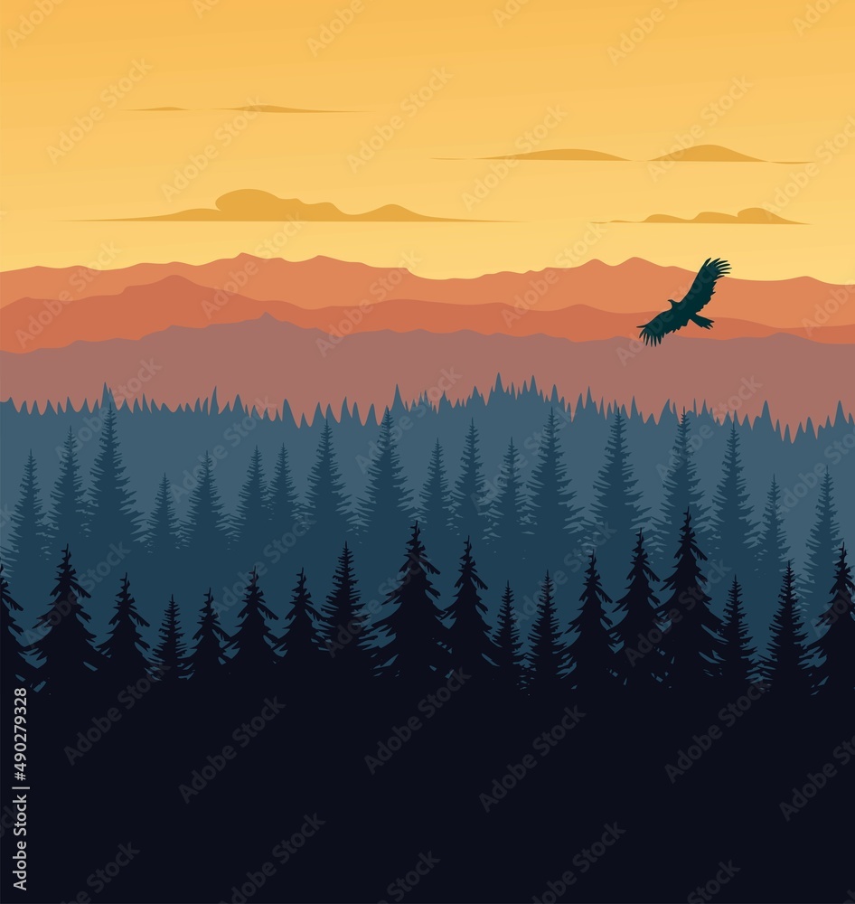 Naklejka premium sunset in the mountains