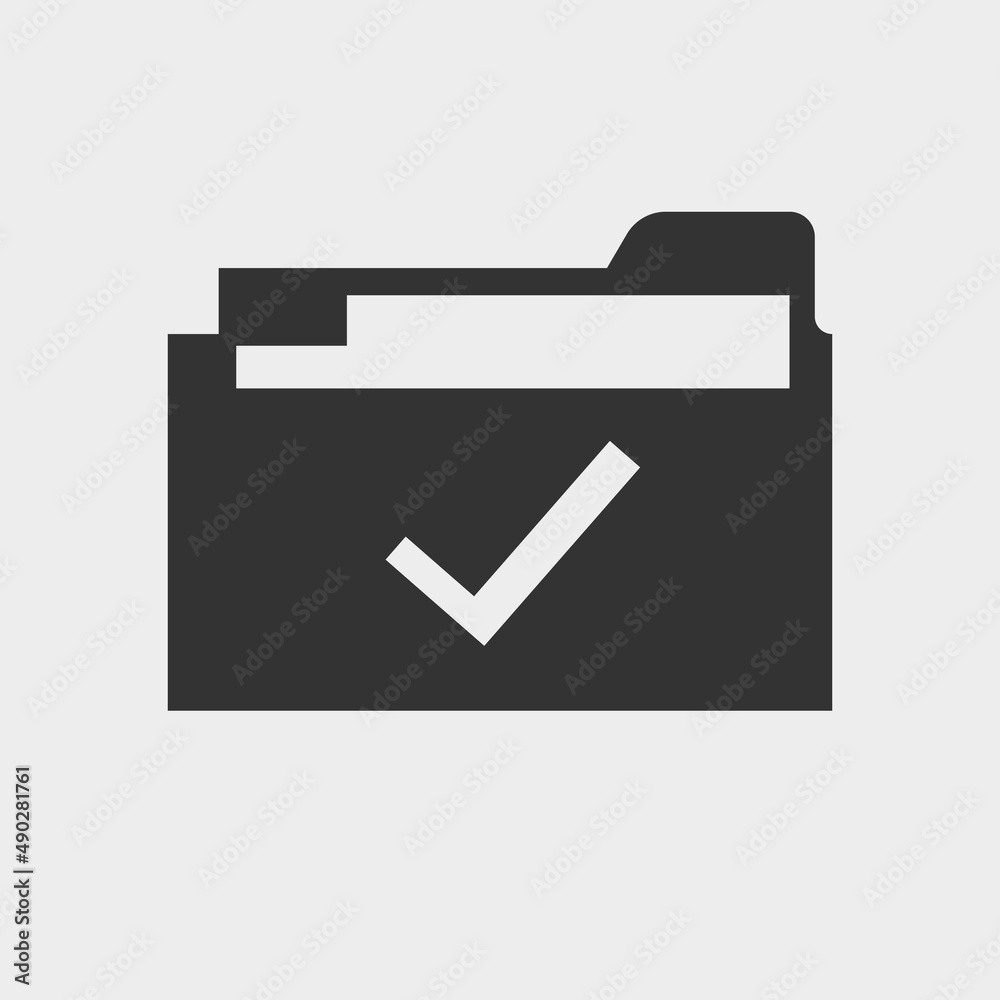 Ticked folder vector icon illustration sign Ticked folder vector icon illustration sign