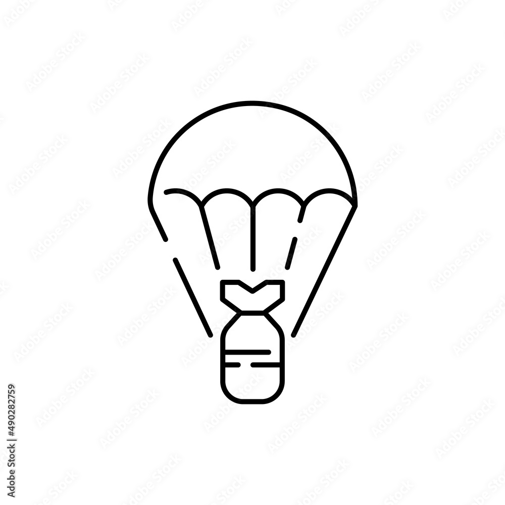 War falling bomb with parachute icon. Outline falling bomb vector icon color flat isolated War falling bomb with parachute icon. Outline falling bomb vector icon color flat isolated