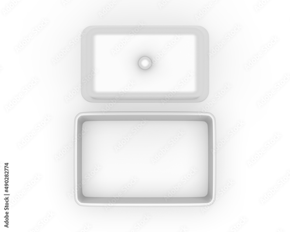 Blank Butter Keeper Container Plate With Lid Template, Cloche Mockup Template On Isolated White Background, 3d render illustration