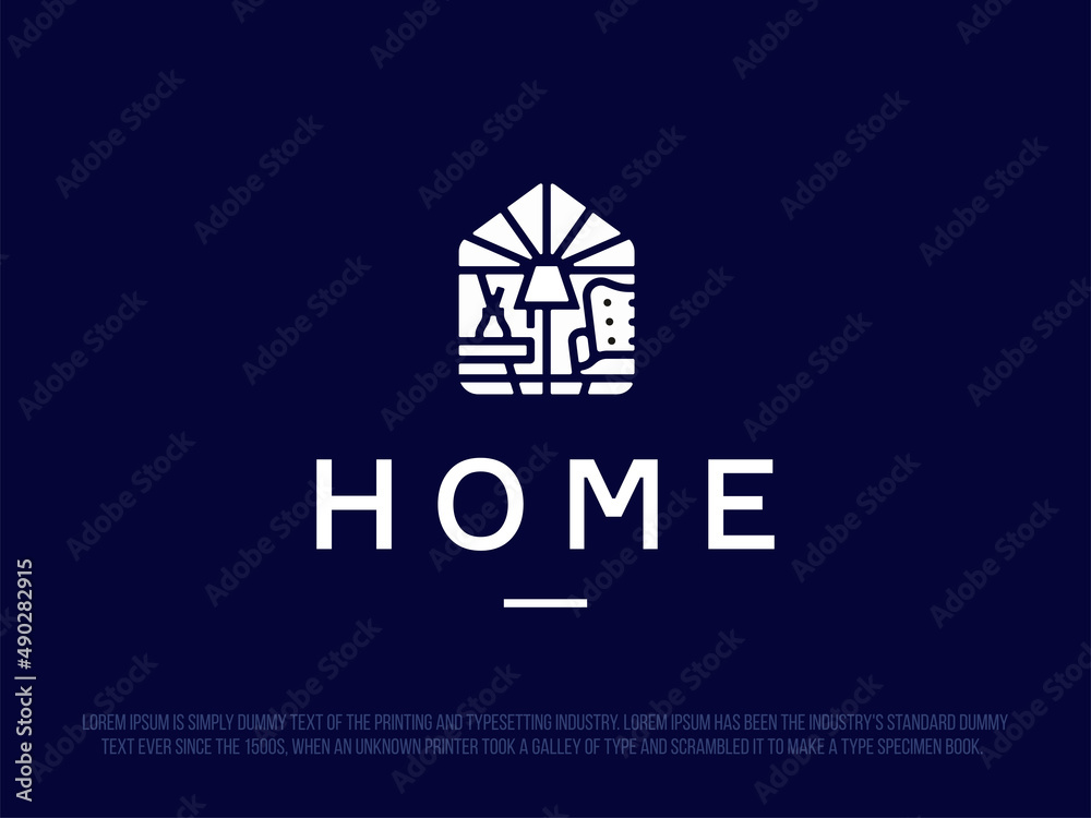 Modern professional home logo, with interior details Modern professional home logo, with interior details