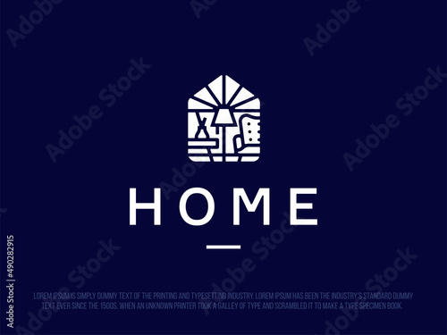 Modern professional home logo, with interior details