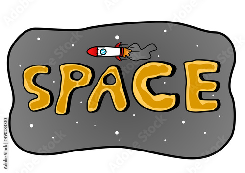 Space Word with A Rocket. A rocketship is a rocket-powered vehicle used to transport robotic spacecraft or humans between the Earth's surface and outer space.