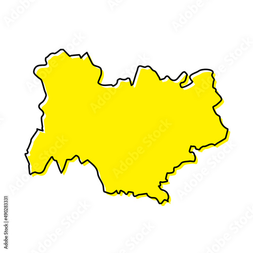 Simple outline map of Auvergne-Rhone-Alpes is a region of France