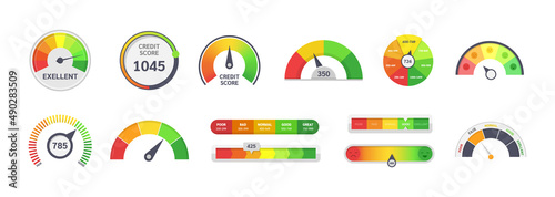 Fotografia Multicolored speedometer scale set