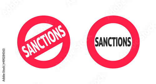 Sanctions sign icon vector concept symbol illustration, penalties warning caution symbol