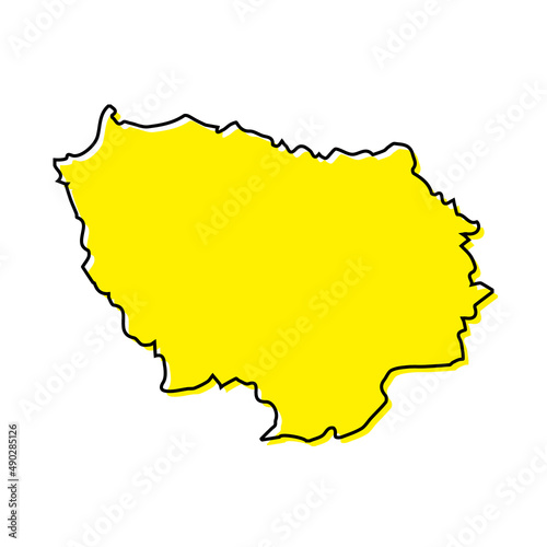Simple outline map of Ile-de-France is a region of France photo