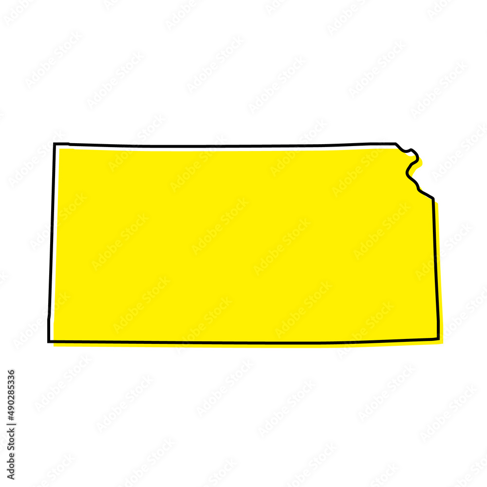 Simple outline map of Kansas is a state of United States. Stylized line design Simple outline map of Kansas is a state of United States. Stylized line design