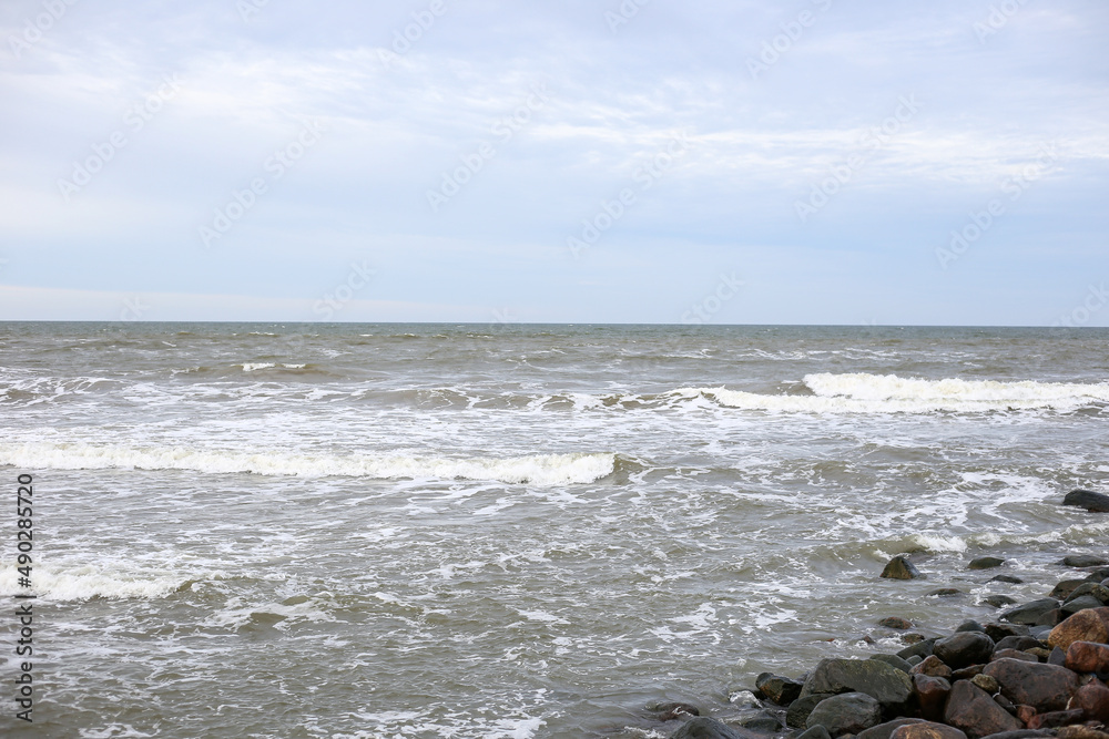 Baltic sea shore view with waves.