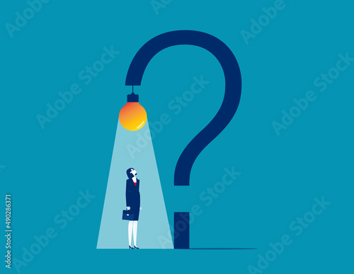 Business person just discover light of hope and opportunity from question mark problem. Hope in crisis