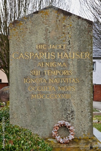 Canvas Print Ansbach - Grabstein mit Inschrift von Caspar Hauser  - Kaspar
