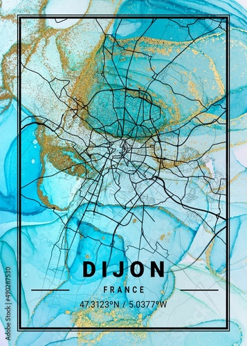 Obraz na plátně Dijon Horticulture Marble Map