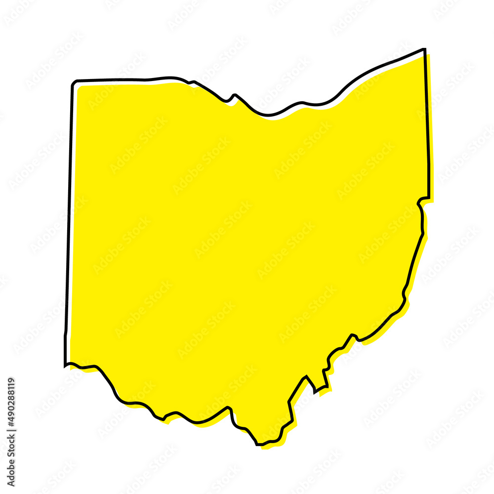 Simple outline map of Ohio is a state of United States. Stylized line design Simple outline map of Ohio is a state of United States. Stylized line design