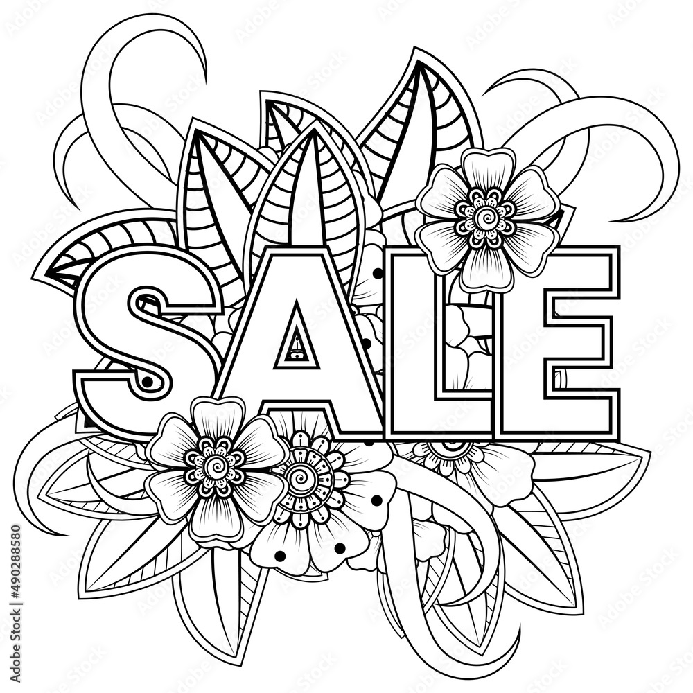 Sale banner or card template with mehndi flower Sale banner or card template with mehndi flower