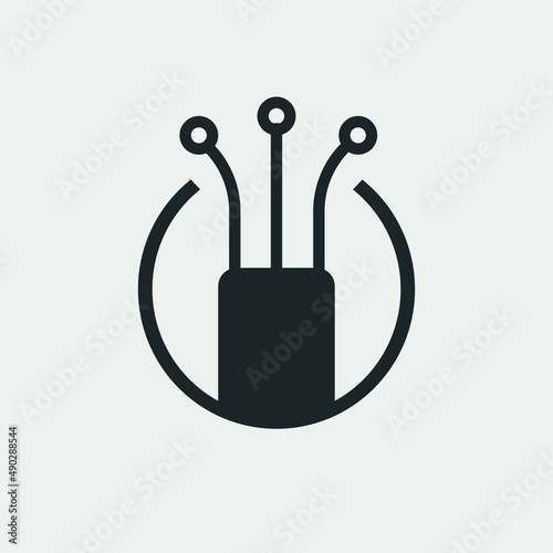 Fibre optic cable vector icon illustration sign