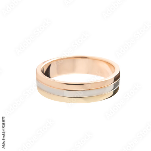 Jewelry gold simple designed wedding ring isolated on white background