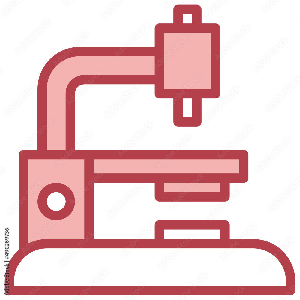 MICROSCOPE red line icon,linear,outline,graphic,illustration MICROSCOPE red line icon,linear,outline,graphic,illustration
