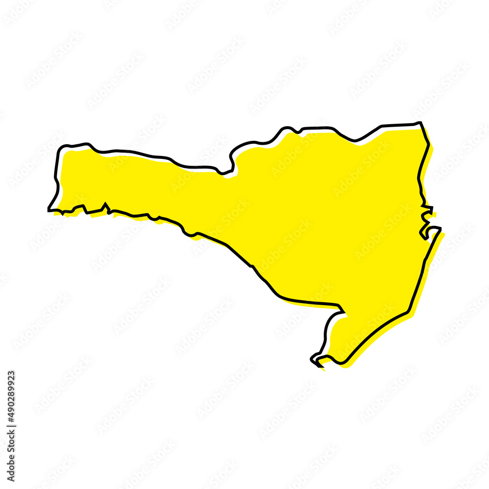 Simple outline map of Santa Catarina is a state of Brazil. Stylized line design Simple outline map of Santa Catarina is a state of Brazil. Stylized line design