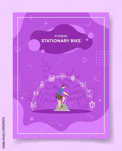 stationary bike for template of banners, flyer, books, and magazine cover