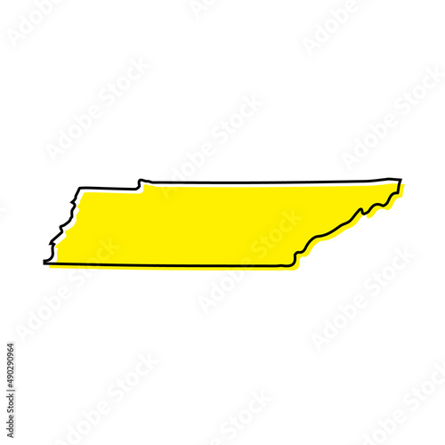 Simple outline map of Tennessee is a state of United States. Stylized line design