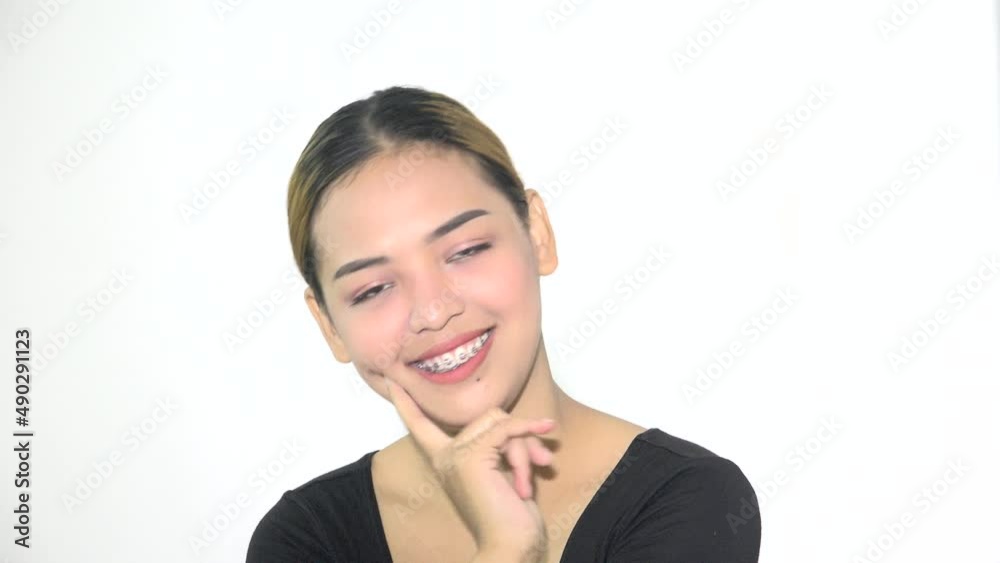 A Happy Asian Woman Isolated Smiling A Happy Asian Woman Isolated Smiling