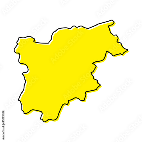 Simple outline map of Trentino-South Tyrol is a region of Italy