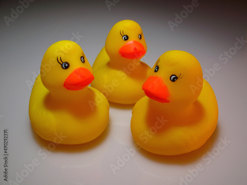 Studio shot of rubber ducks as a symbol of youth,.childhood, humor, cute etc..