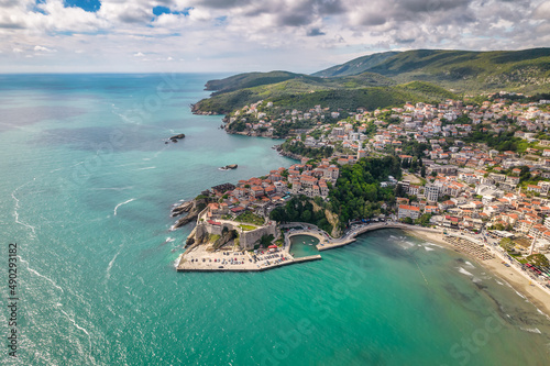 Aerial view of Ulcinj, famous resort town in Montenegro photo