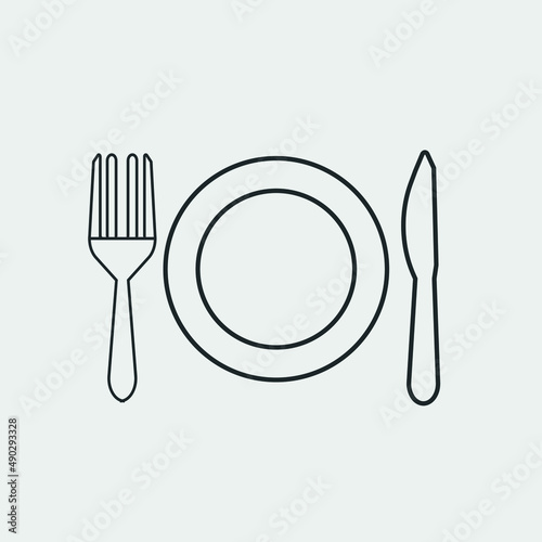 Plate and cutlery vector icon illustration sign